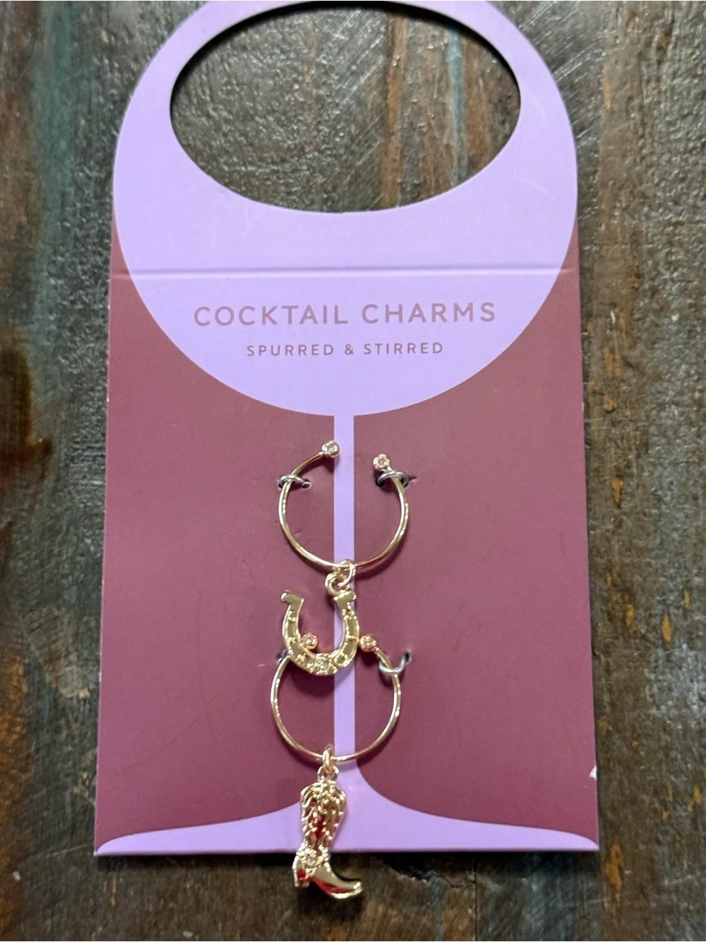 Anthropologie Western Cowboy Boot + Horseshoe Cocktail Wine Charms NWT